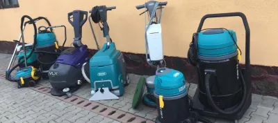 Five different professional cleaning equipment machines