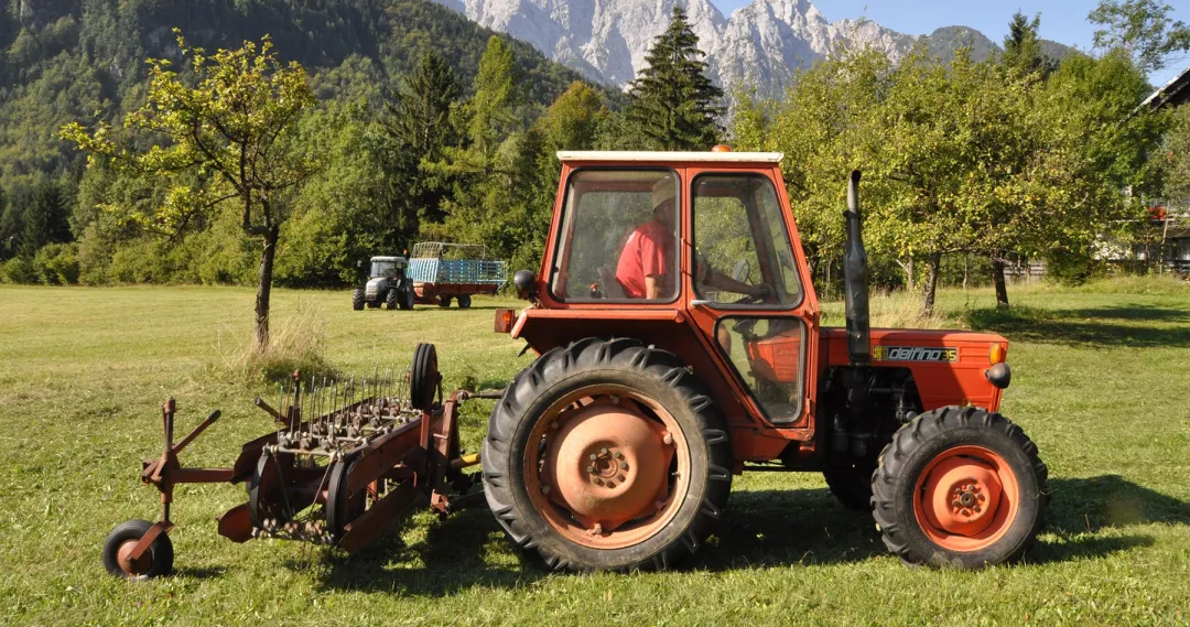 tractor in a grass field